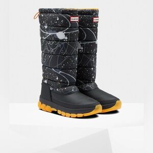 Hunter Original Printed Insulated Tall Snow Boots Black Abstract Print 6